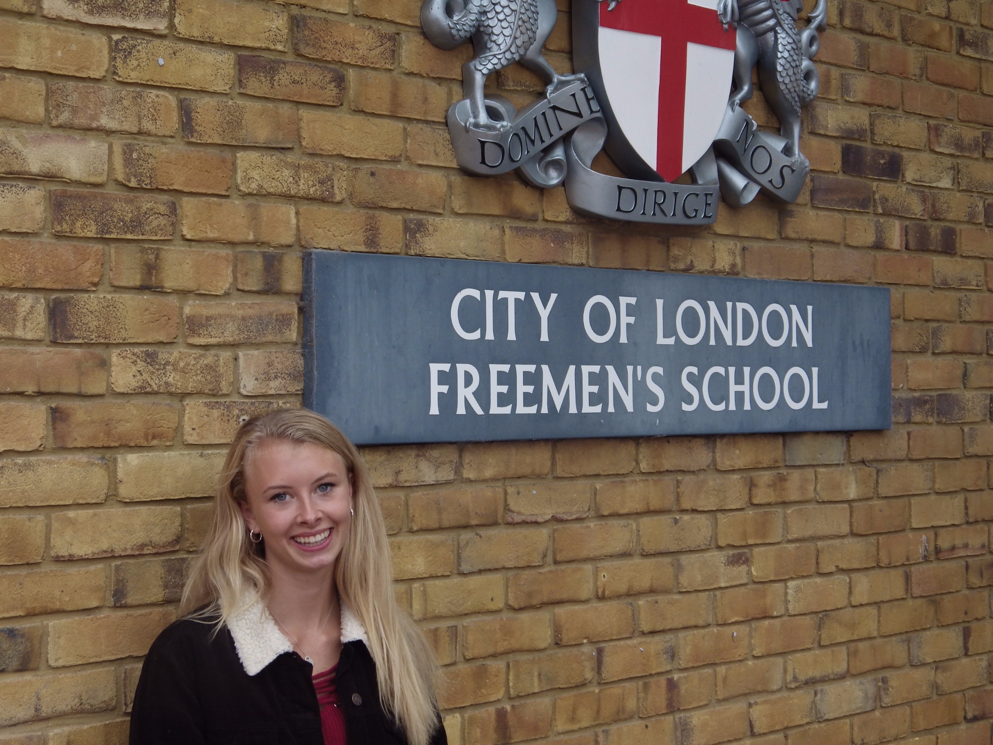 Izzy Briggs celebrates her exam results at Freemen's