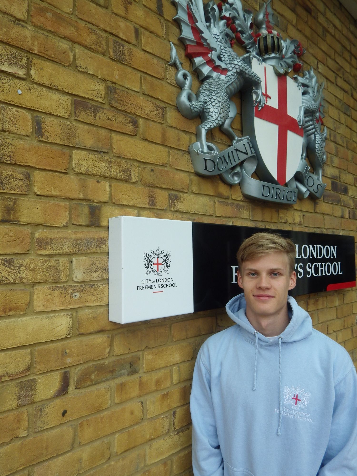 Picture of Freemen's Jamie after securing a place at Loughborough university August 2018